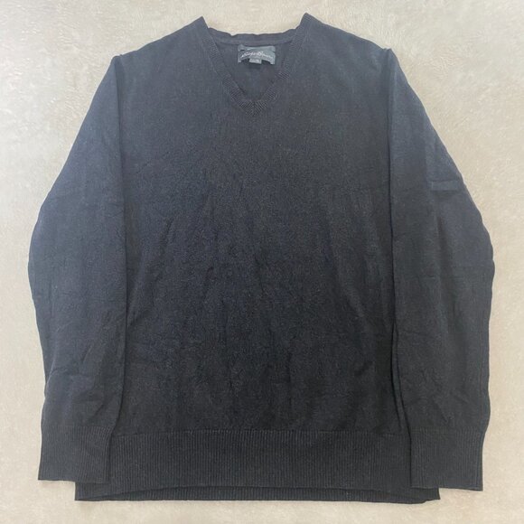 Eddie Bauer Cotton Cashmere Men's Size TXL Gray V Neck Long Sleeve Sweater - Picture 1 of 9